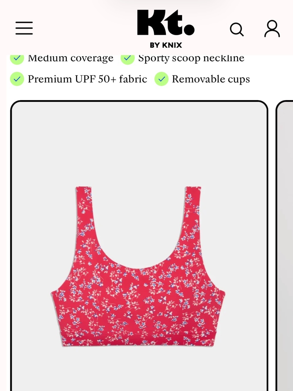 Knixteen Double Scoop Bikini Top, Poppy Petal, limited edition XXS